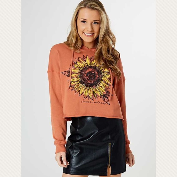 Choose Kindness Cropped Hoodie Sunflower NEW - Picture 3 of 7
